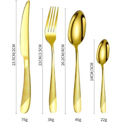 Coffret Couverts - Ensemble 4 Pièces Acier Inoxydable 304 - Pour Repas Occidentaux - Doré - 1 Set