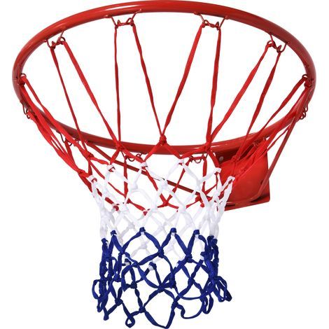 Panier de basket intérieur/extérieur Ø46 cm avec filet, mural, terrain de basket pour ados et adultes, rouge + bleu + blanc (1/5)