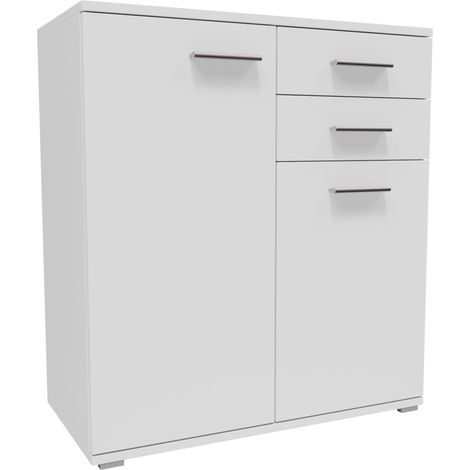 Weiße Kommode CR3-KD2, kleines, kompaktes Regal für Kleidung und Spielzeug