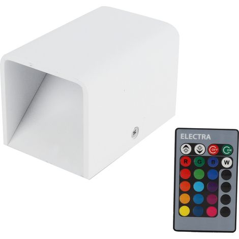 Applique murale RGBW avec télécommande, applique LED 5W en aluminium, boîtier blanc, convient pour les chambres, les couloirs et les escaliers. (1/5)