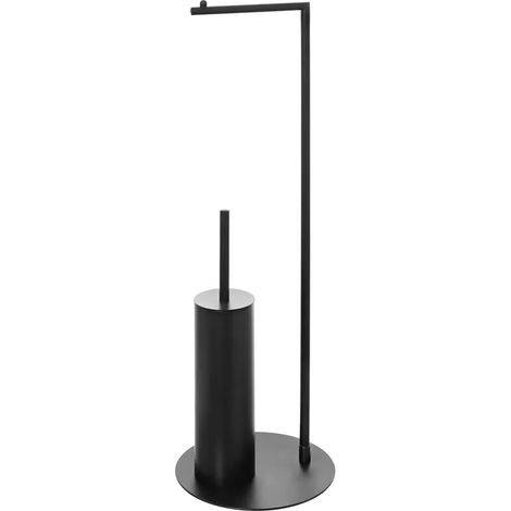 Piantana porta rotolo e scopino da appoggio in acciaio nero opaco Style (1/5)