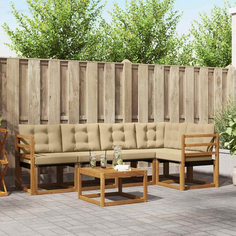 vidaXL Outdoor-Sofagarnitur mit Kissen 6 pcs Natur und Beige (1/5)