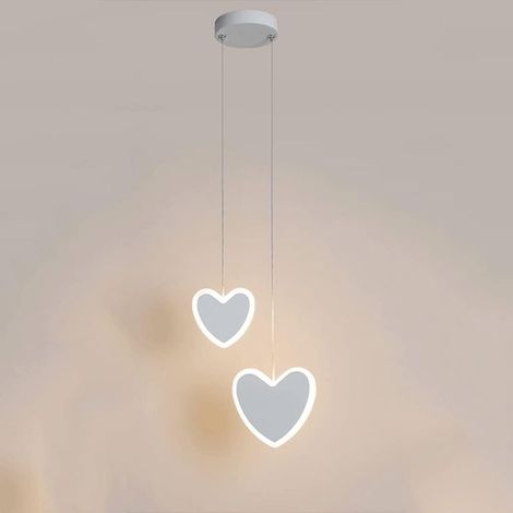 Lampe suspendue coeur simple moderne - Abat-jour blanc - pour chambres d'enfants, chambres à coucher, allées - 3000K blanc chaud (1/5)