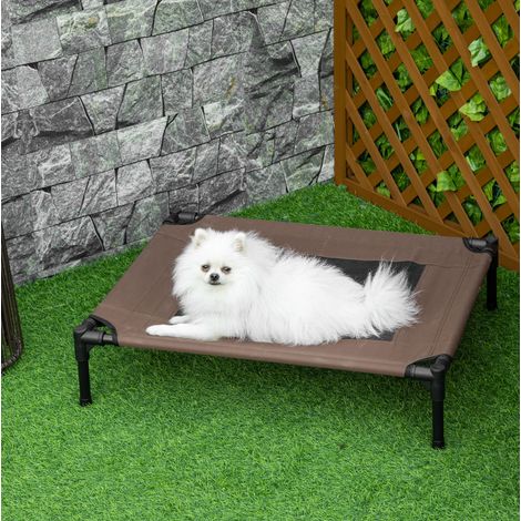 Cama elevada para perro de exterior 76 x 61 x 18 cm en acero marrón (1/5)