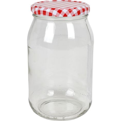 Einmachglas 900ml Vorratsglas Einweckglas Konservenglas Schraubdeckel kariert (1/5)
