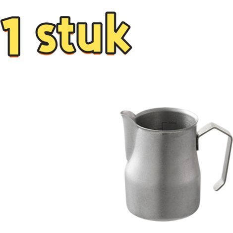 1 pichet à latte art en acier inoxydable - 350 ml - Bec verseur - Idéal pour les amateurs de café - Accessoire de cuisine - Convient pour le latte art - 11 x 7,5 x 10,6 cm - Style vintage (1/5)