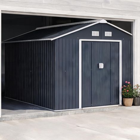 Abri de jardin dunkelgrau en stahl 386 x 340 x 200 cm (1/5)