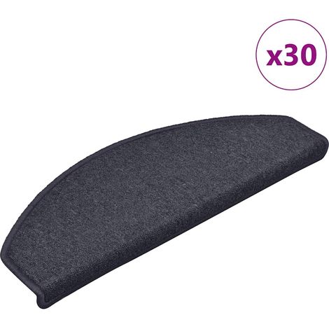 vidaXL Felpudos para escaleras 30 unidades 65x24x4 cm Gris oscuro y azul Semicircular Grande (1/5)