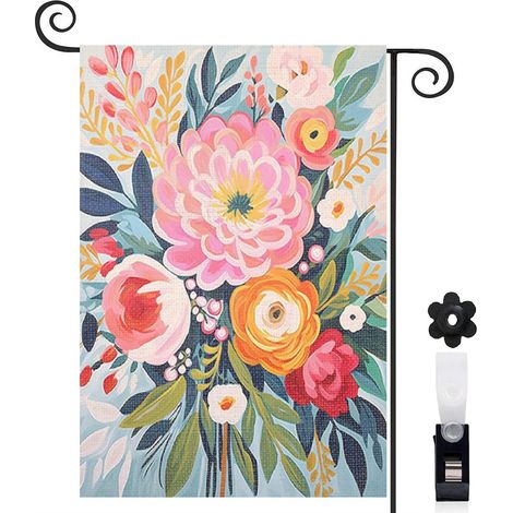 Drapeau de jardin décoratif décoration maison toile résistante double face 30 x 45 cm pour cour maison terrasse (1/5)