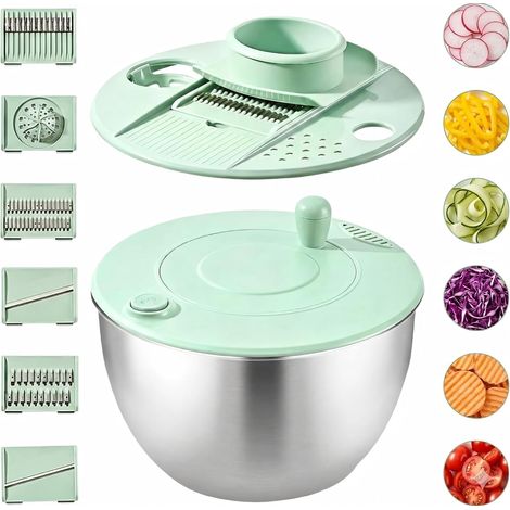 Essoreuse à Salade-5L -Acier Inoxydable, Grande Spinner a Salade avec Couvercle, Salad Spinner pour Laver et Bouton, Base Antidérapante, Utilisée pour Nettoyer, Légumes, Sécher,Couper Les Salades (1/5)