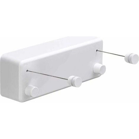 Corde à linge rétractable ABS + Sèche linge en aluminium avec double corde réglable en acier inoxydable style hôtel très résistant, méthode de fixation murale, 13,8 pieds, blanc (1/4)