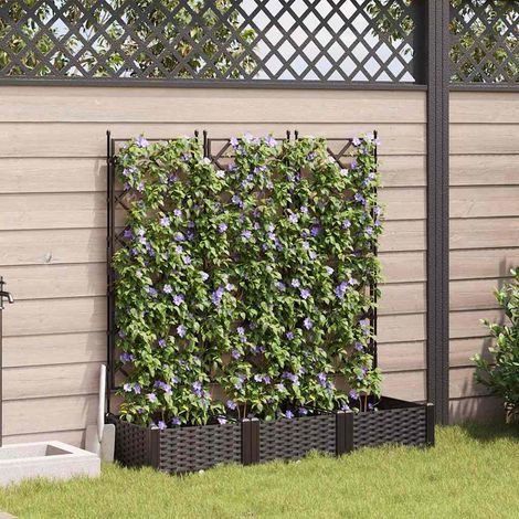 Bac à fleurs avec Treillis 3 pcs Marron 120 x 40 x 125.5 cm PP