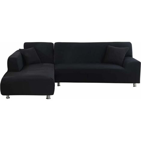 2 Housses de canapé d'angle, tissu élastique polyester, protection meubles, salon (1/5)