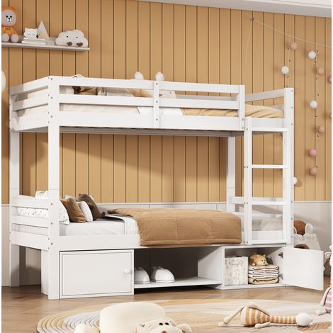 Bett Etagenbett aufbewahrung 90x200 Holz weiß OKMYHOME (1/5)