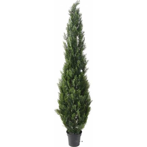 Cyprès artificiel en pot anti-UV pour extérieur H 270 cm Vert - dimhaut: H 270 cm - couleur: Vert