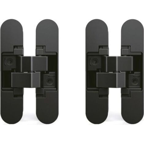 Charnière invisible pour portes – Lot de 2 charnières lourdes – Charge 40 kg – Ouverture 180º – Zamak noir – Ajustement tridimensionnel (1/5)