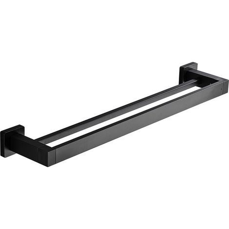 – Porte-serviette double mural noir 40cm – Acier inoxydable SUS304 résistant à la corrosion – Support pour salle de bain et cuisine (1/5)