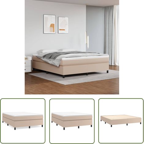 The Living Store Sommier à lattes de lit avec matelas Cappuccino 180x200 cm - Lit Tapissier - Lit Double - Matelas À Ressorts Ensachés - Support Moyen Dur - Housse De Protection (1/5)