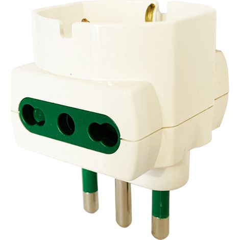 Adattatore spina S17 16A 2P/T 2 prese bipasso P17/11 10/16A e presa P40 2P/T