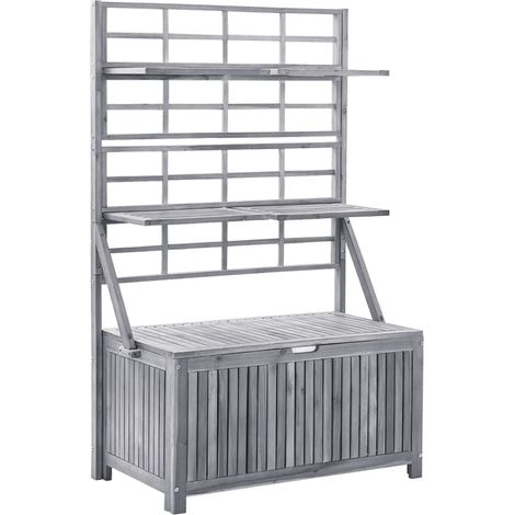 vidaXL Boîte de rangement avec treillis Gris 99x55x160cm Acacia solide