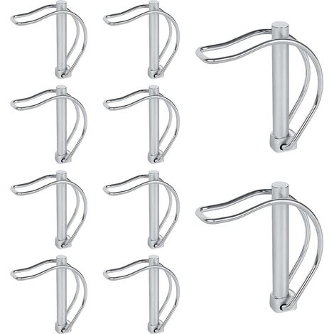Lot de 10 Goupilles de Verrouillage Forme D (8x50 mm), Acier Galvanisé pour Jardin, Remorques et Machines (1/5)