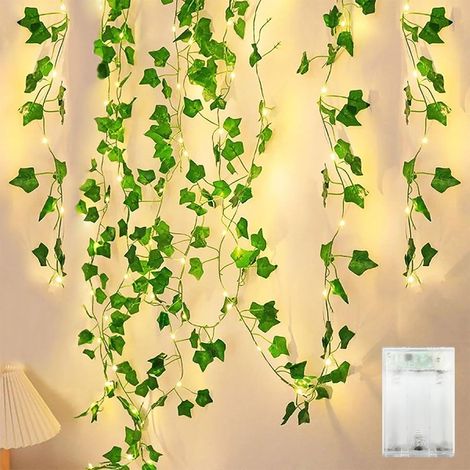 Lierre Artificiel Guirlande 4M,Guirlande Lumineuse Lierre 40 LEDS,Guirlande Lumineuse pour Lntérieur,Mariage,Bureau,Décoration de Fête Guirlande Feuille (1/5)