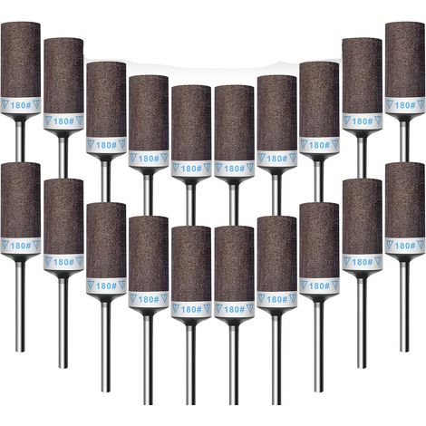 20 Pièces 180 Grains Tambours de Ponçage pour Outil Rotatif Dremel, Manchons de Ponçage avec Tige de 1/8" pour Polissage et ponçage du métal (1/5)