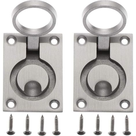 Set di 2 maniglie per armadietto con sportello a scomparsa, maniglie in acciaio inox con viti di fissaggio, 62 x 44 mm -Crezuo