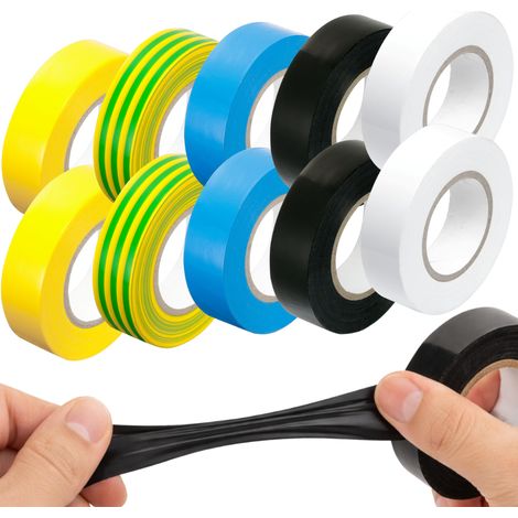Juego de cintas aislantes de 10 m y 19 mm (paquete de 10), cinco colores, Vorstahl (1/3)