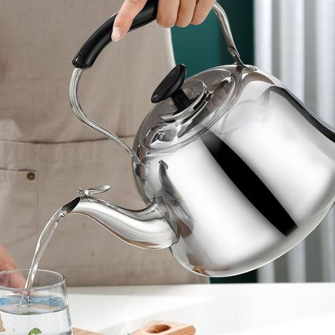 Bouilloire sifflante en acier inoxydable avec alarme sonore, grande ouverture, théière avec filtre à thé, 2 L (1/5)
