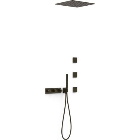 Kit douche robinet thermostatique encastré à 4 voies B‑system Noir Bronze - TRES 30725406KMB