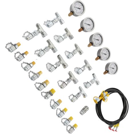 Eosnow Hydraulikdruck -Test -Kit 3 Schläuche 11 Kupplungen 10 Tee -Anschlüsse -Messgeräte eingestellt