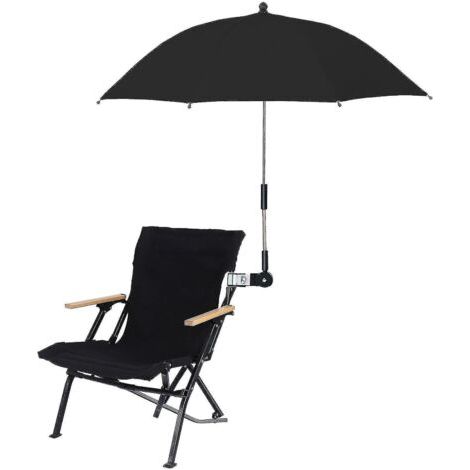 Universeller, klemmbarer Sonnenschirm für Stühle, 360° drehbarer Strandschirm mit Befestigungsclip, schwarz (1/5)