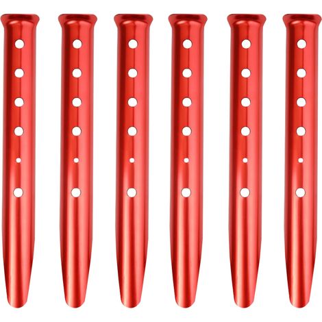 Sardines Camping 31 cm Piquets de Tente en Alliage d'Aluminium Piquet de Sable Fixation 6 Pièces pour Randonnée Auvent Bâche Rouge (1/5)