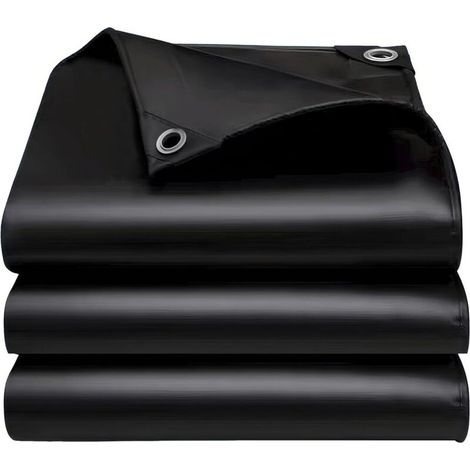 Lona impermeable resistente de 2x3 m, con bordes reforzados, resistente a los rayos UV, apta para acampadas, tejados y otros espacios exteriores, de color negro.