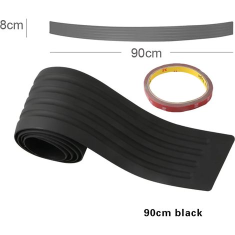 (Noir 90 cm) Bandes de protection universelles en fibre de carbone pour coffre et portières de voiture,protection de seuil de porte,protection de pare-chocs arrière,moulures en caoutchouc,garniture de (1/3)