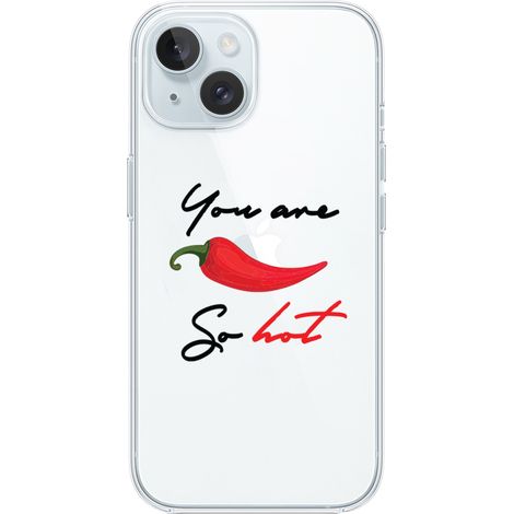 Custodia per iPhone 15, trasparente, Flexi in silicone, peperoncino (1/5)