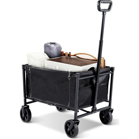 Randaco Carrello da trasporto pieghevole Carrello da giardino pieghevole – carico 80 kg – per il trasporto di merci, attrezzi, fuoristrada, spiaggia, natura