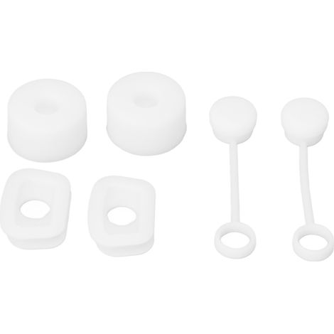 Lot de 6 bouchons de paille réutilisables et étanches en silicone blanc, de forme carrée ou ronde, anti-fuites. (1/5)