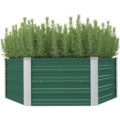 vidaXL Jardinière 129 x 129 x 45 cm cm Acier galvanisé Vert