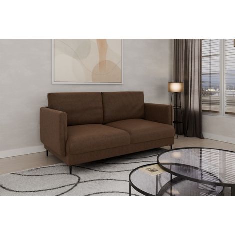 Sofa Designersofa HELMER 2-Sitzer Stoff Vibe Braun