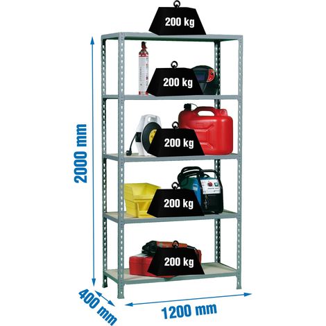 Simonrack Regale aus grauem Metall mit 5 Regalen