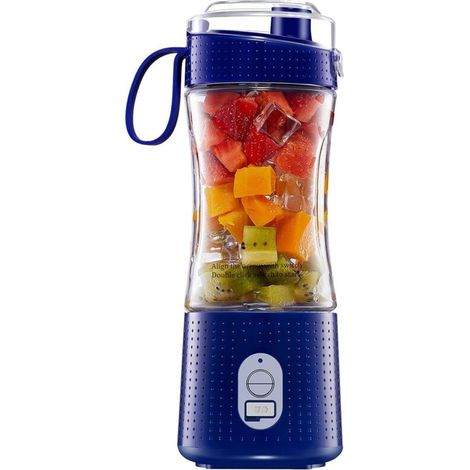 Mini Portable Electric Blender, 400ml Capacity, 6 3D Blades, 4000mAH Battery, Blue (1/5)