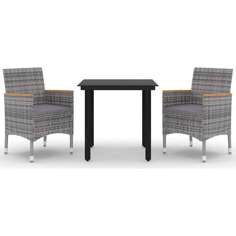 Maison Exclusive - 3-tlg. Garten-Essgruppe mit Auflagen Poly Ratt (1/5)