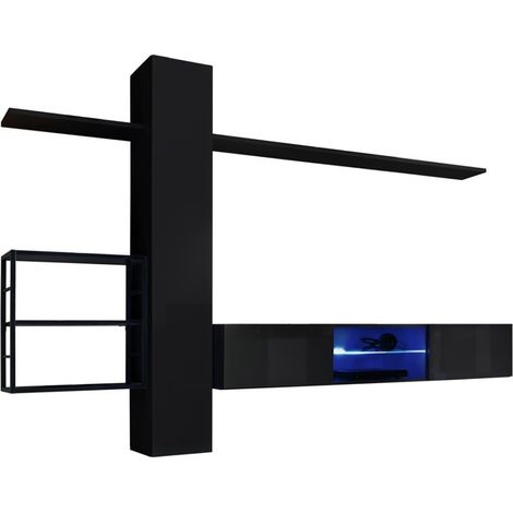 Ensemble meubles de salon style industriel SWITCH M5. Coloris noir.