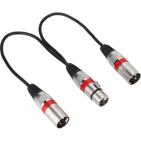 Câble d'extension audio adaptateur XLR femelle vers double prise mâle de 30 cm pour microphone Canon rouge (1/5)