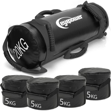 20kg Power Bag + 4 Pesi Kettlebell con Sabbia - 20x60 Fitness Sandbag per Sport
