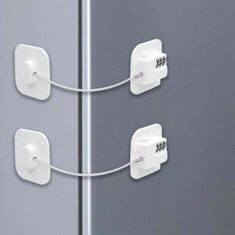 Set of 2 Fridge Lock with Code, Fridge Padlock for Children, Adhesive Combination Fridge Lock, Safety Block for Fridge Door Window Cupboards Cabinets (1/5)