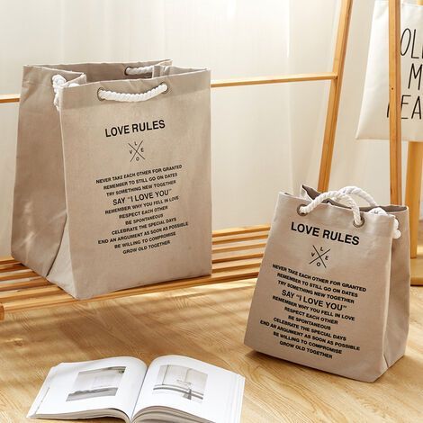 Panier À Linge - 49 Cm - En Mélange Coton Lin - Poignées En Corde Coton - Pliable - Pour Stockage Intérieur Extérieur - 1 Pièce (1/5)