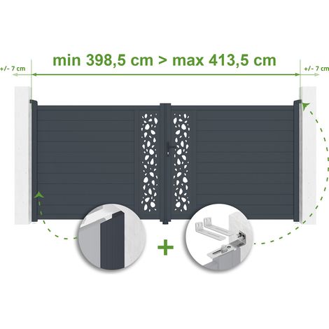 Puerta batiente regulable ancho SUNNY 4m Alt.180cm aluminio Gris antracita (1/4)
